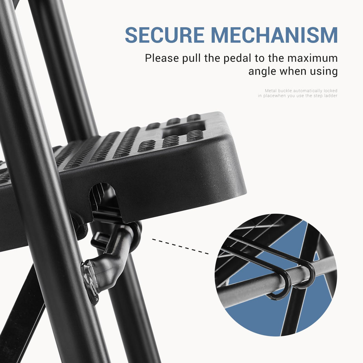 3 Step Ladder with Anti-Slip Pedal and Handrail, 500lbs, Black P7367