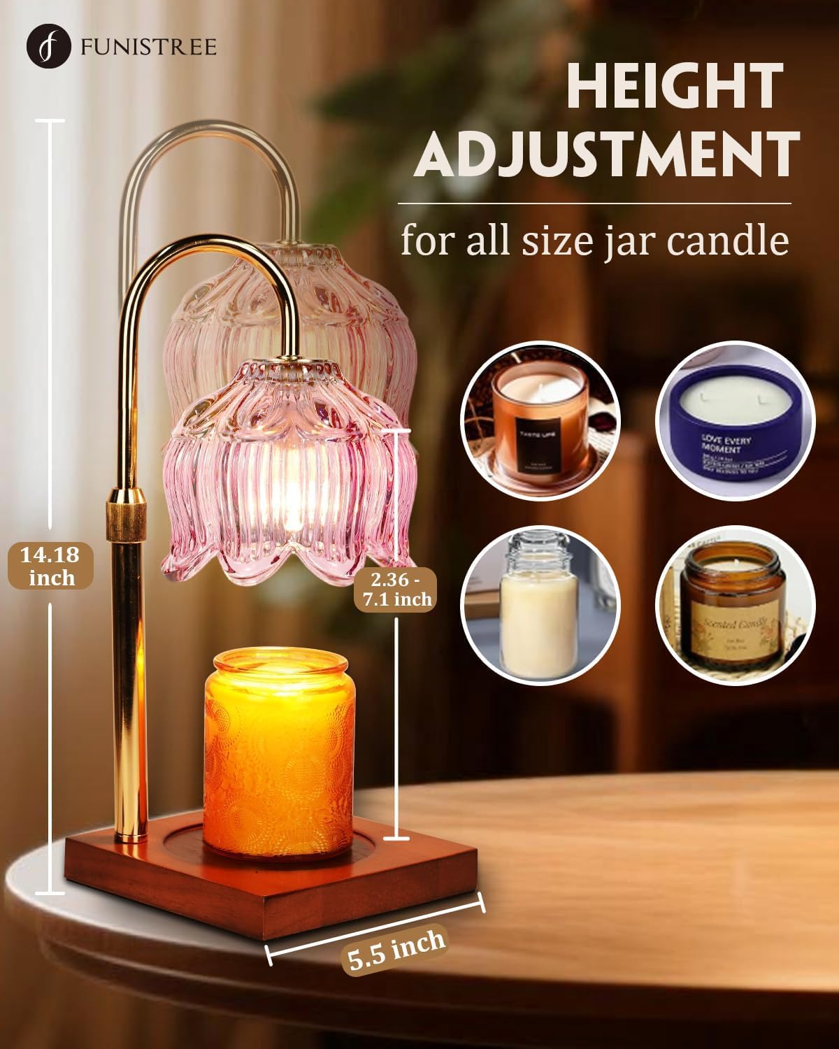 Pink Candle Warmer Lamp with Timer & Dimmer U709576