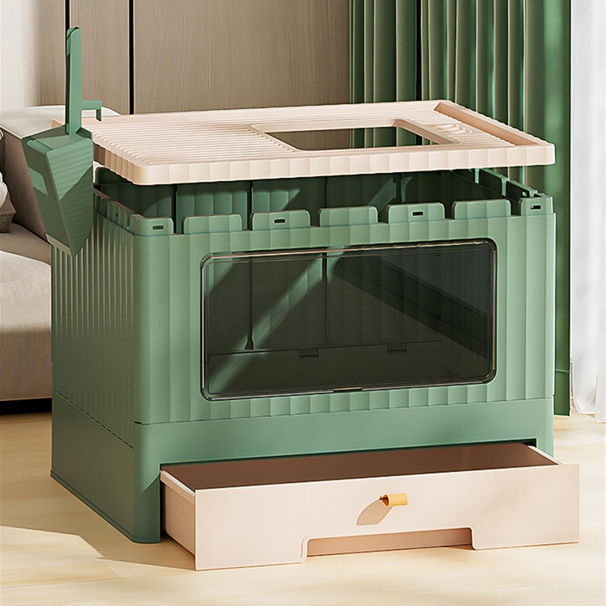 Foldable Cat Litter Box with Lid K9381