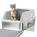 XL Stainless Steel Enclosed Litter Box with Lid and Scoop M197147