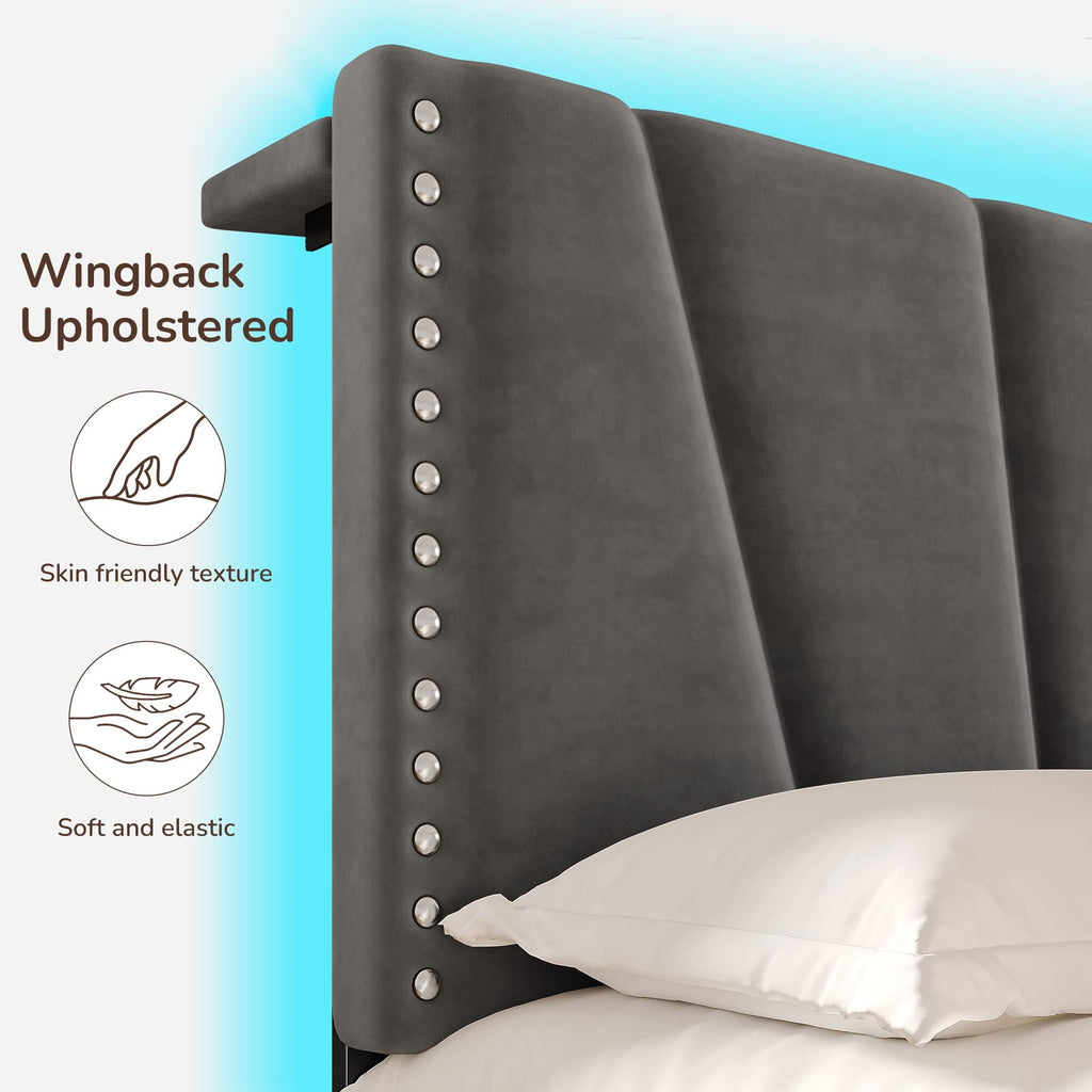 Twin Bed Frame with LED Lights & USB X349