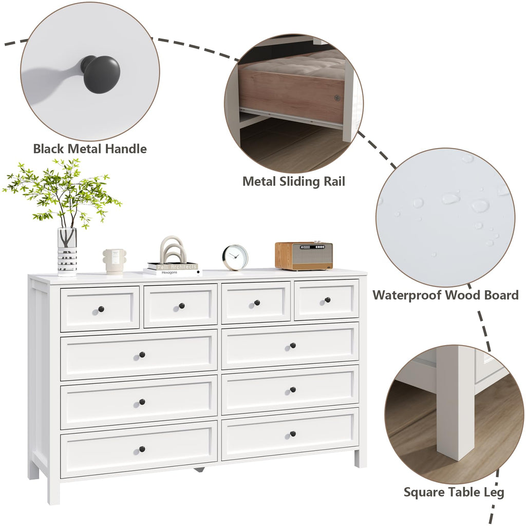 White 10 Drawers Dresser W52344