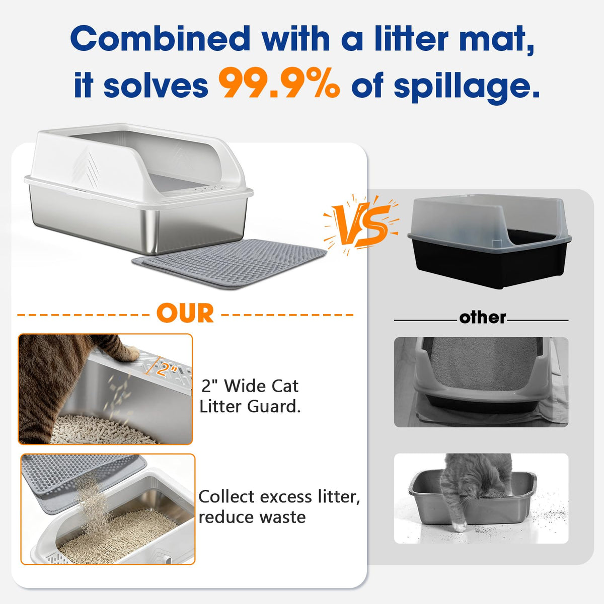 XL Stainless Steel Enclosed Litter Box with Lid and Scoop M197147
