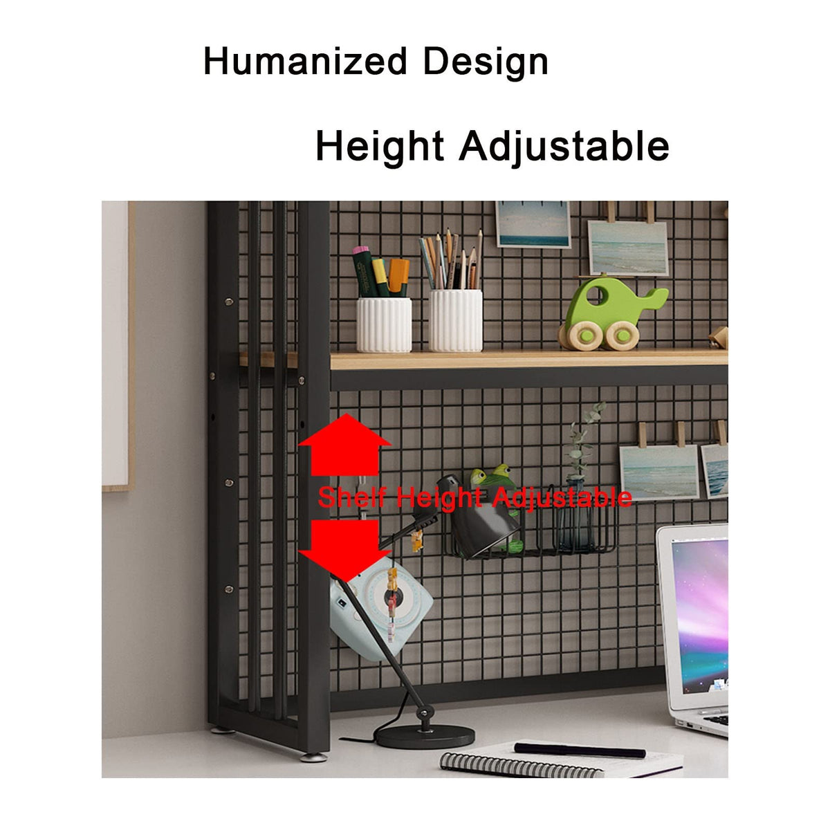 2 Tier Adjustable Metal Desktop Bookshelf White O764909