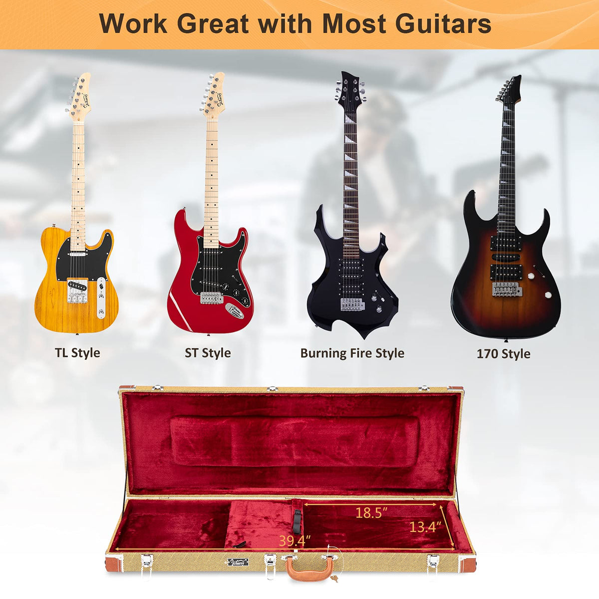 Yellow Electric Guitar Hard Shell Case P971