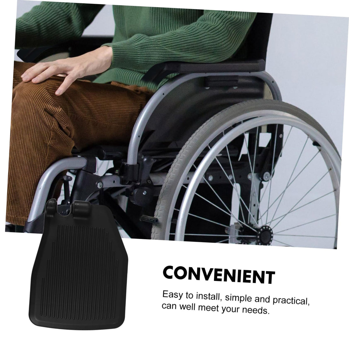 Black Wheelchair Foot Rest 1 Pair Replacement Footplates P717