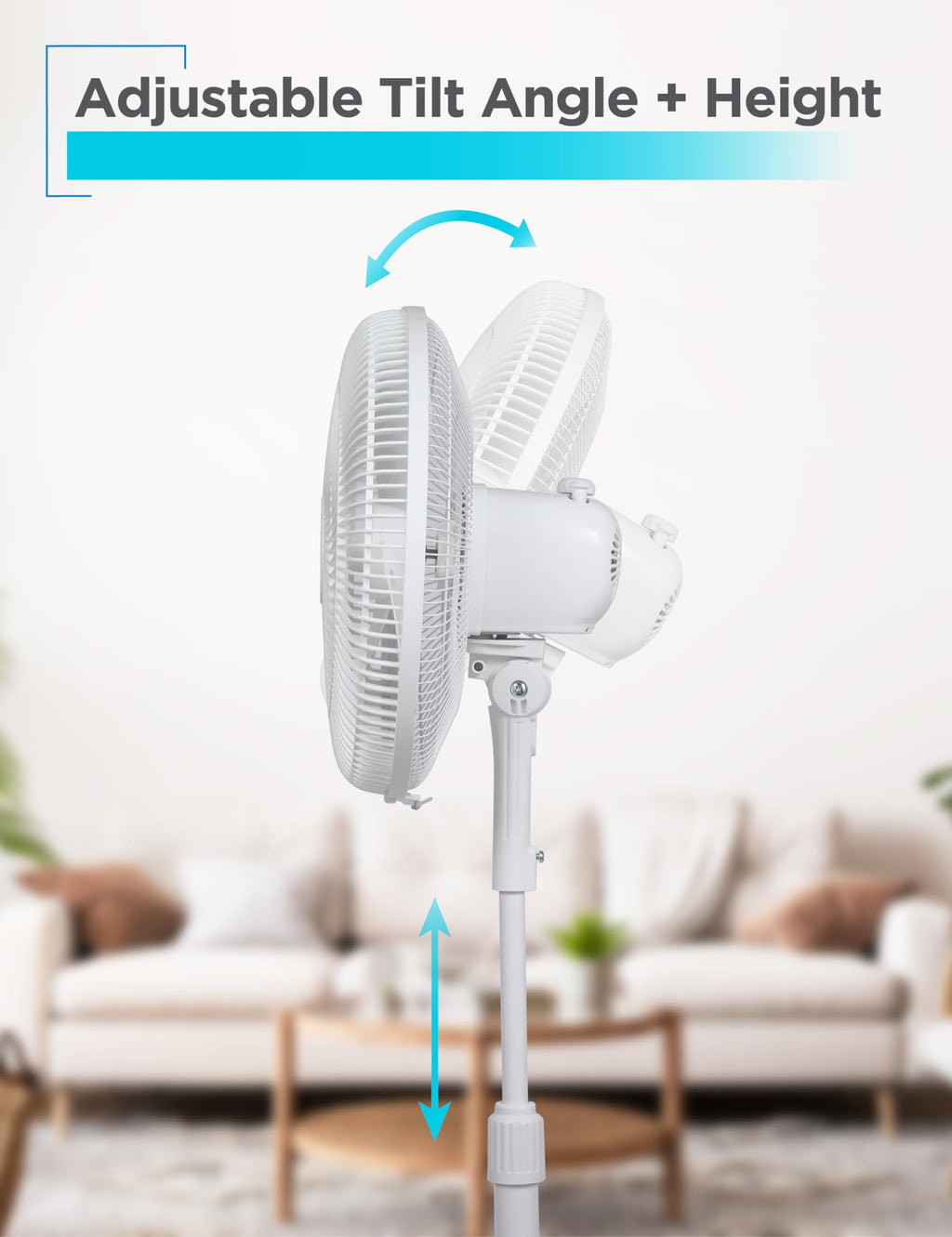 16-Inch Oscillating Pedestal Fan, 3 Speeds, White A484