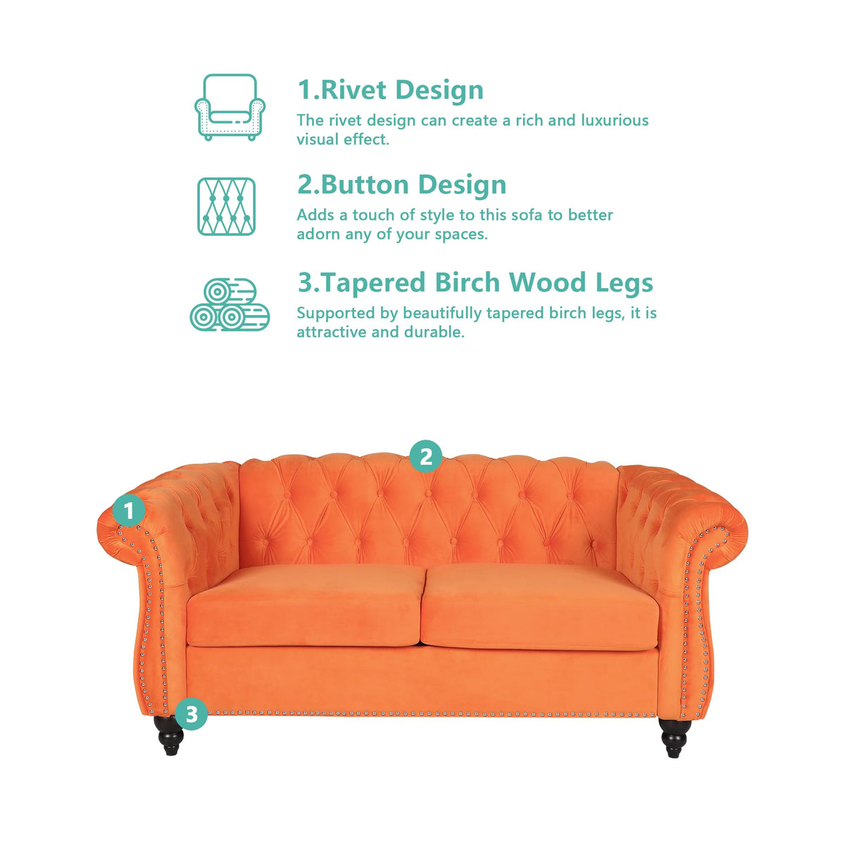 Tufted Velvet 2 Seater Sofa A74854
