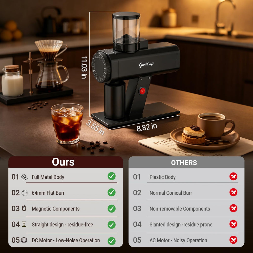 64mm Flat Burr Coffee Grinder with 35 Grind Settings J3847