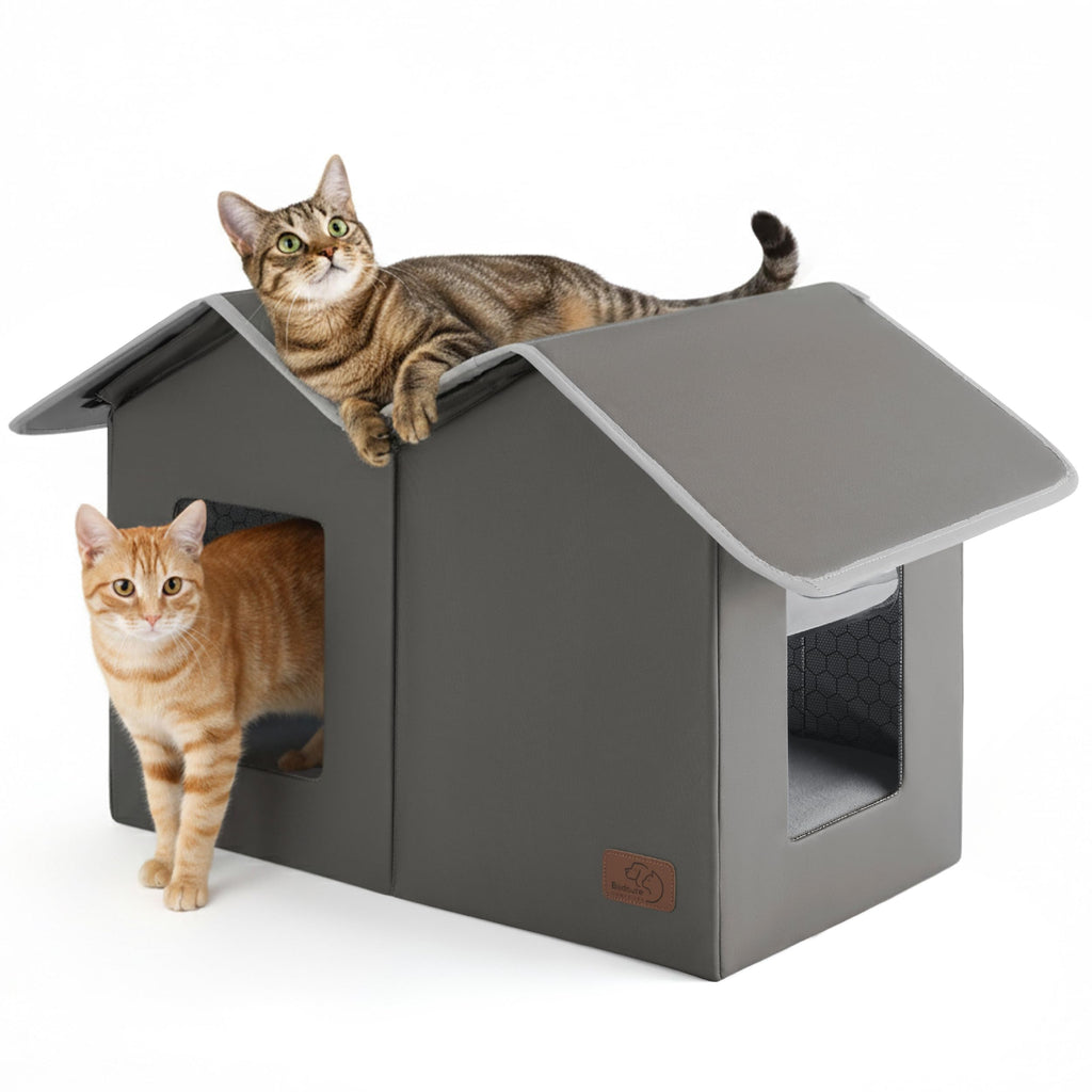 Weatherproof Outdoor Cat House with Raised Base N639
