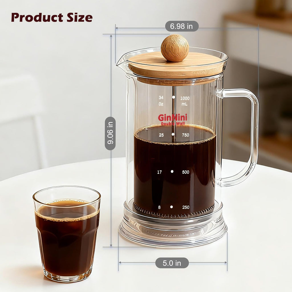34oz Double-Wall Glass French Press O885210