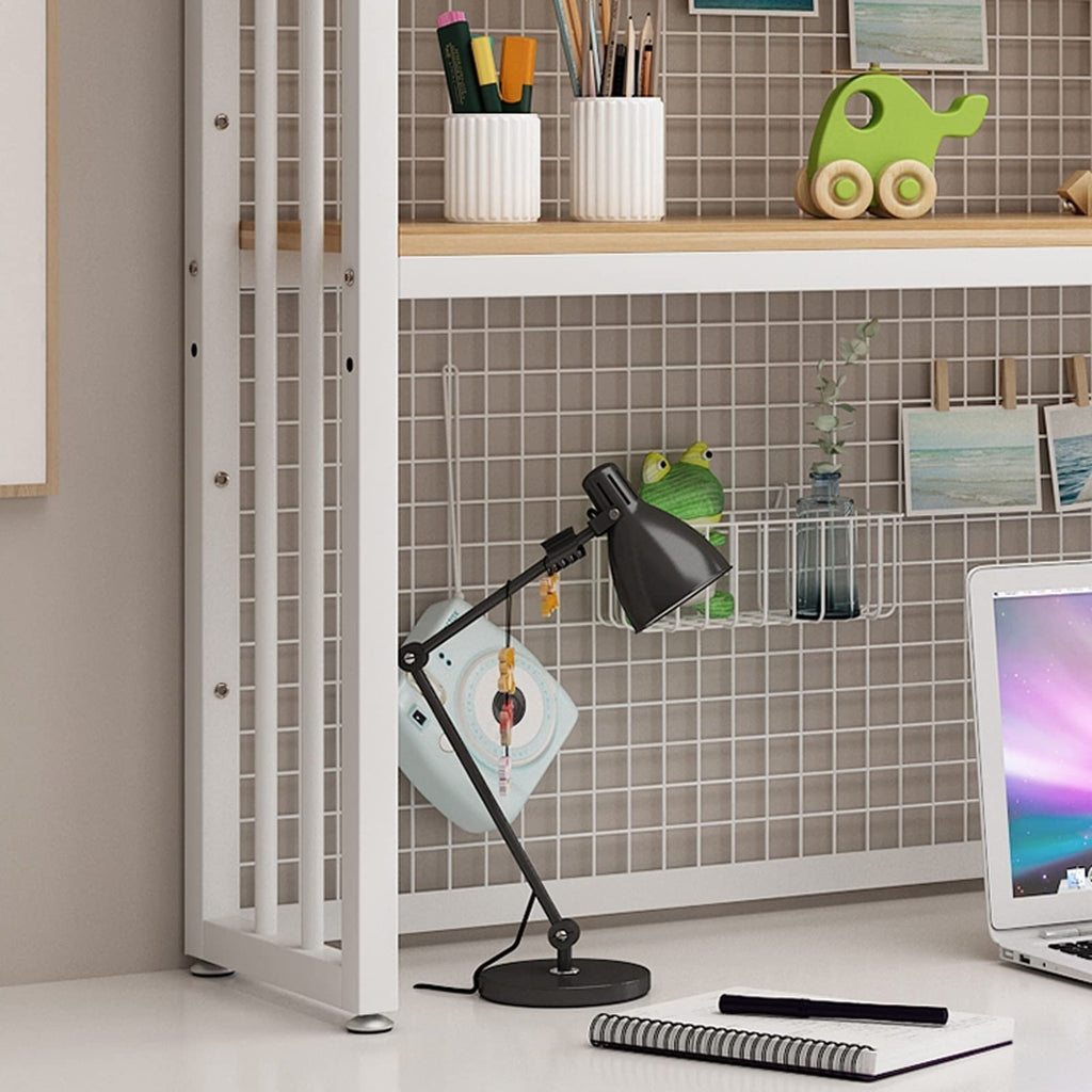 2 Tier Adjustable Metal Desktop Bookshelf White O764909