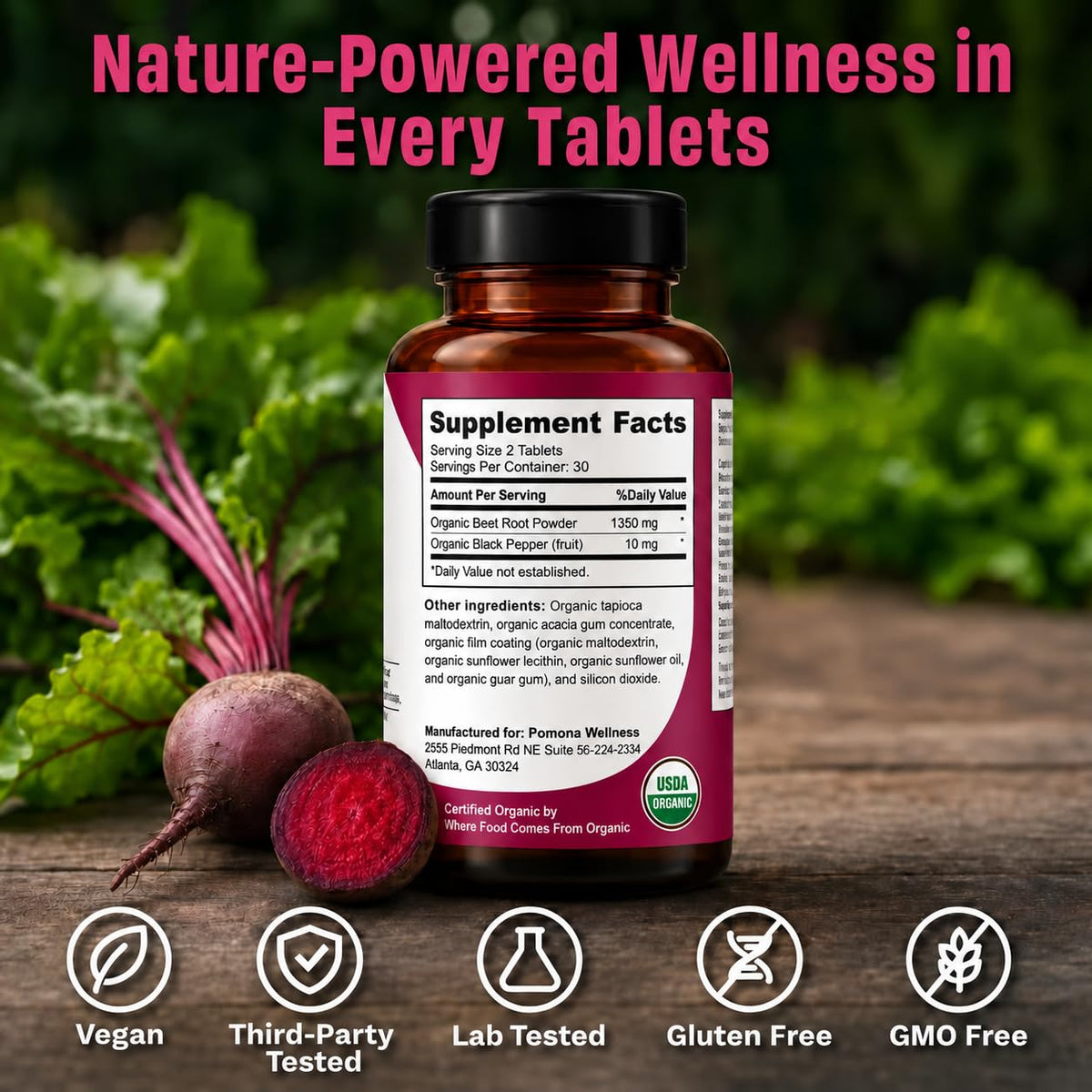 Organic Beetroot Supplement 60 Tabs V19241