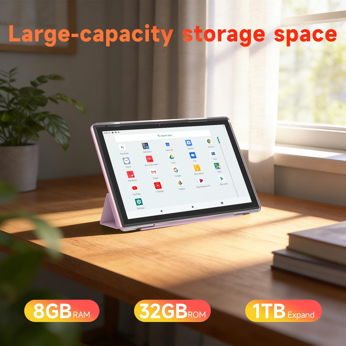 10 Inch Android Tablet, 8GB RAM 32GB Storage, HD IPS Display, 6000mAh Battery, with Case & Stylus Pen N9233
