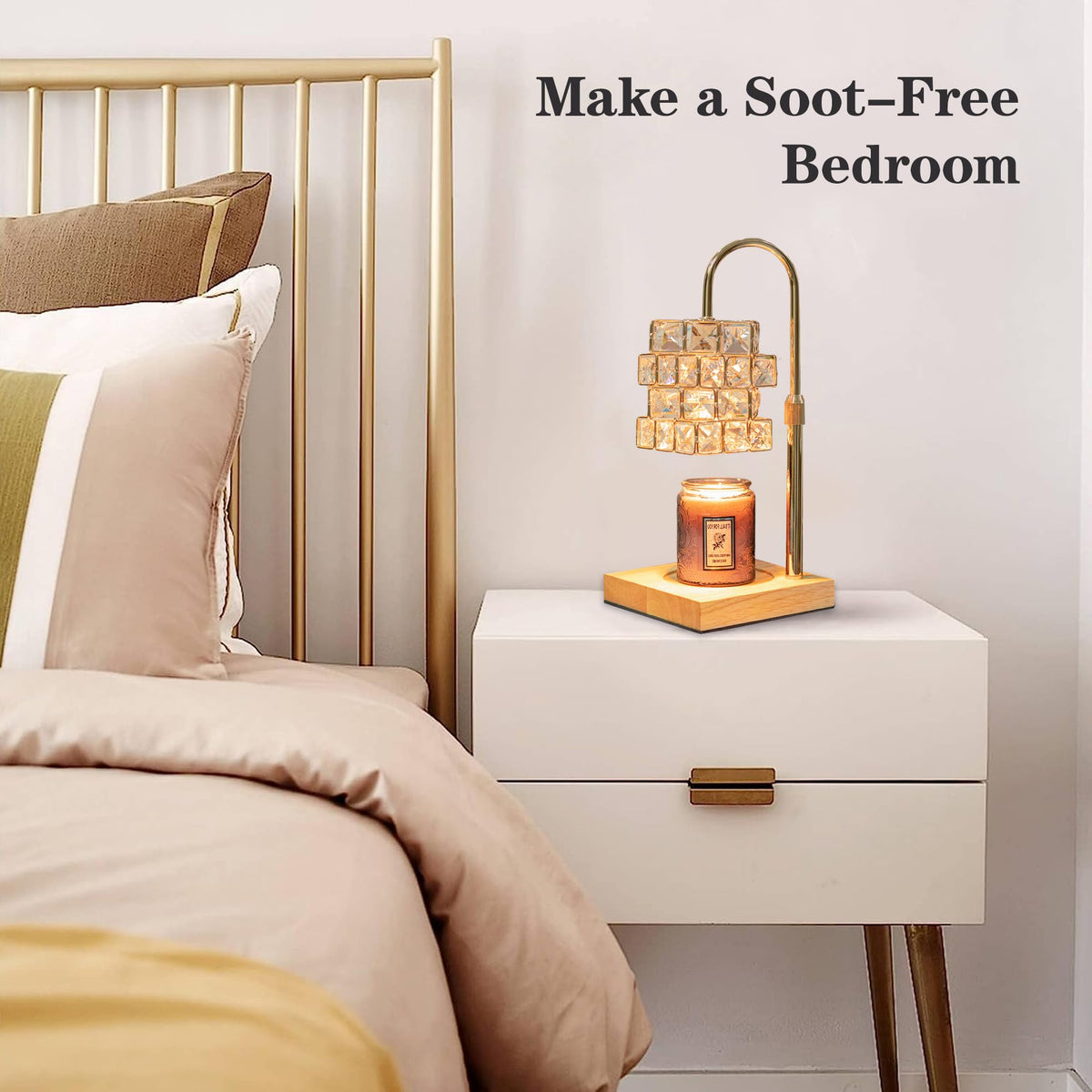 Candle Warmer Lamp with 2 Bulbs, Adjustable Dimmable Amber Glass W49730