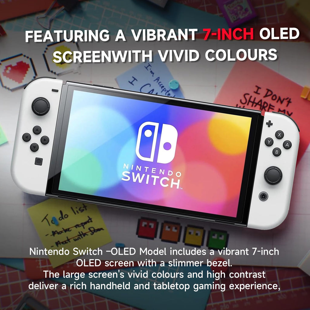 Nintendo Switch OLED Model with White Joy-Con and 32GB Micro SD Card E2074