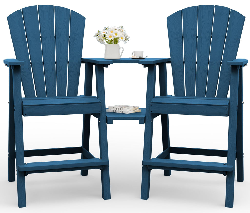 Navy Blue Adirondack Chairs Set of 2 with Table Trays K978323