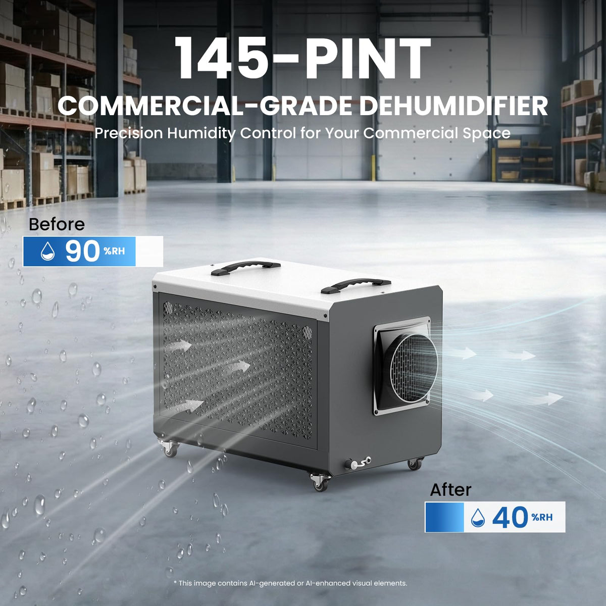 145 Pints Commercial Dehumidifier with Pump & Drain V226