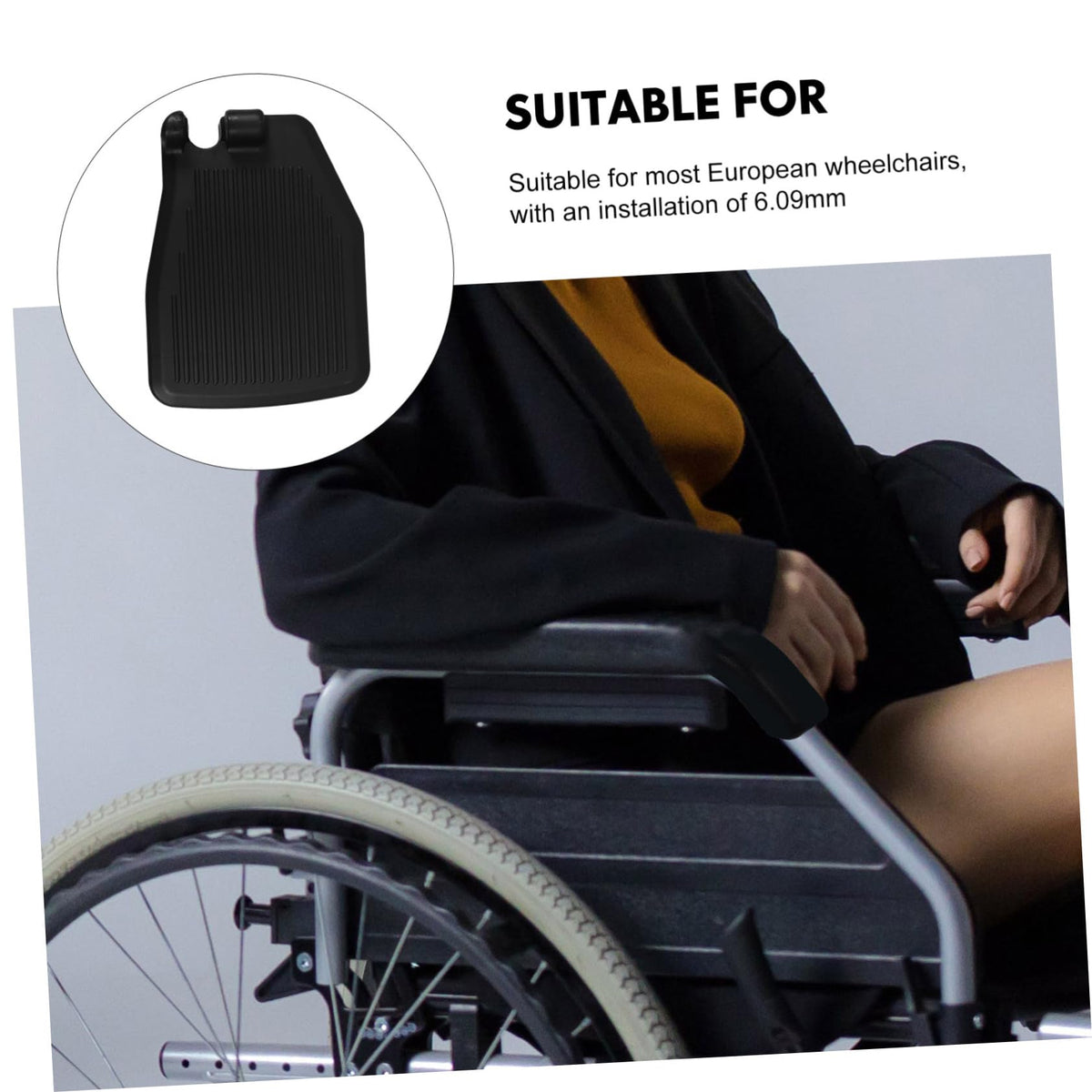 Black Wheelchair Foot Rest 1 Pair Replacement Footplates P717