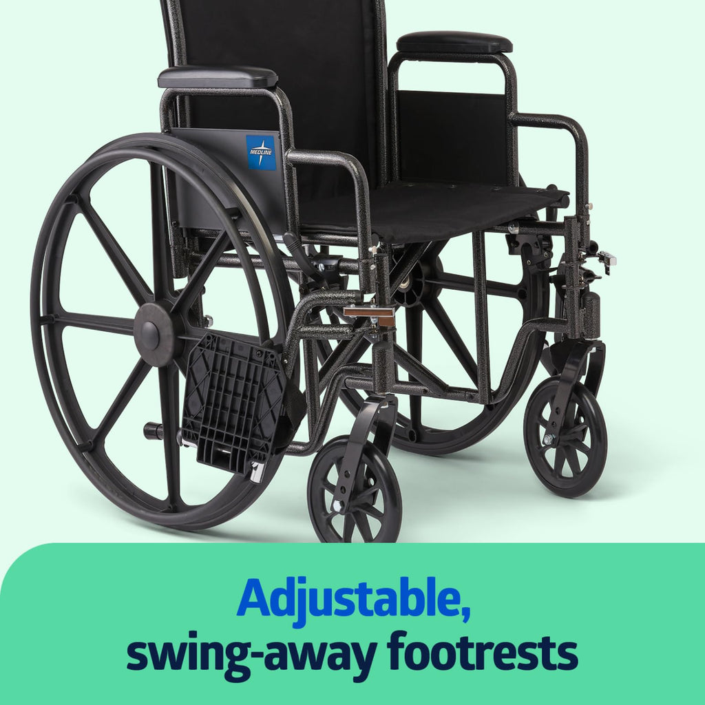 Folding Wheelchair with Swing-Back Desk-Length Arms and Swing-Away Footrests C79427