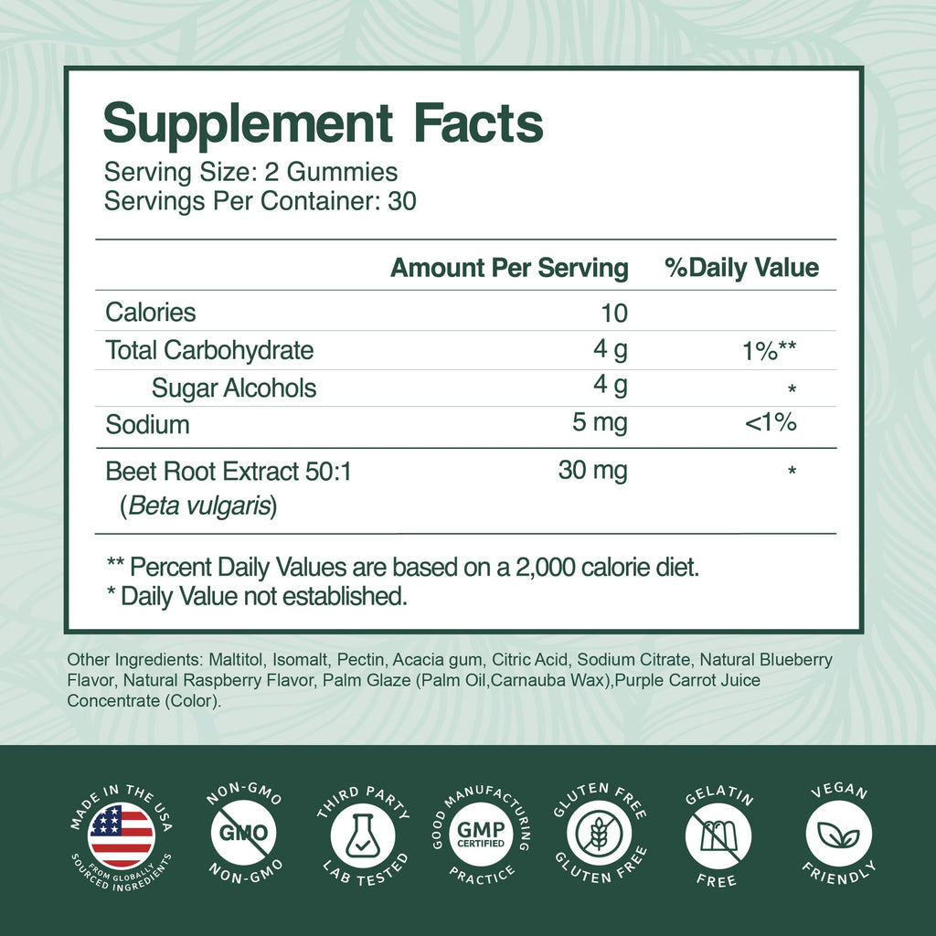 Beet Root Gummies 50:1 Extract Sugar Free Chews Vegan O588379