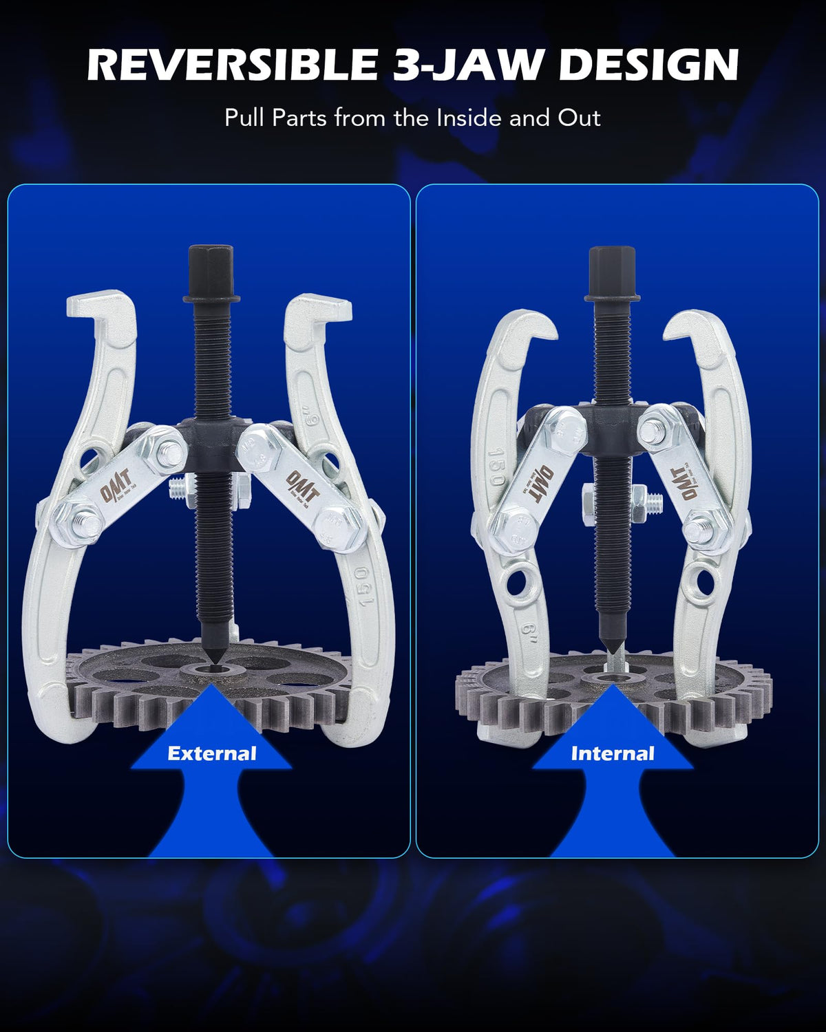 3" 4" 6" 8" 3 Jaw Gear Puller Set with Reversible Jaws I3355