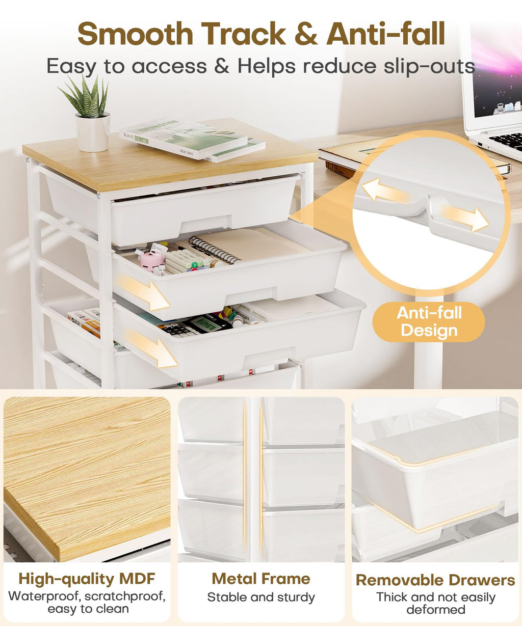 Rolling Storage Drawer Cart 8 Drawer Lockable Wheels R1126