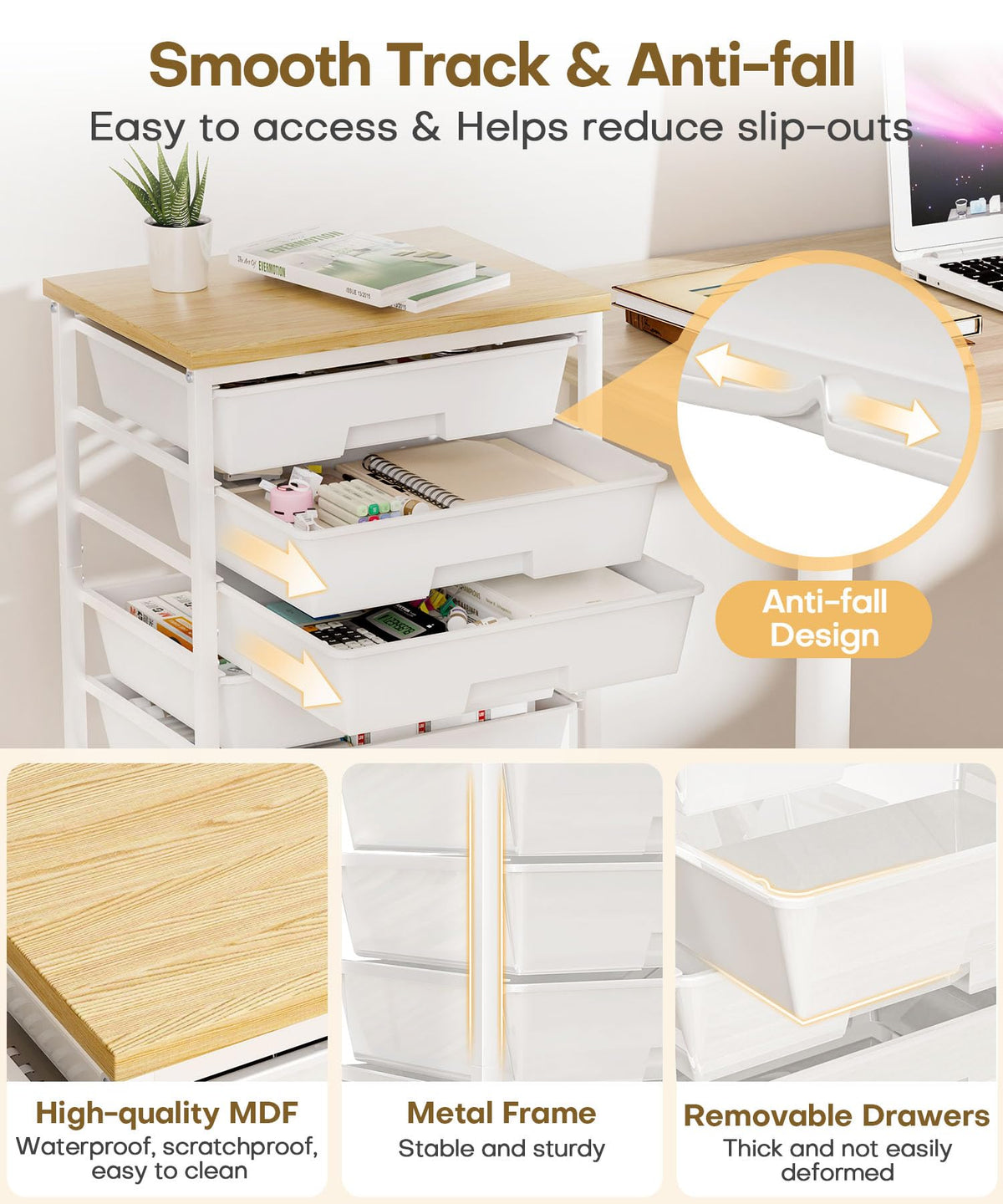 Rolling Storage Drawer Cart 8 Drawer Lockable Wheels R1126
