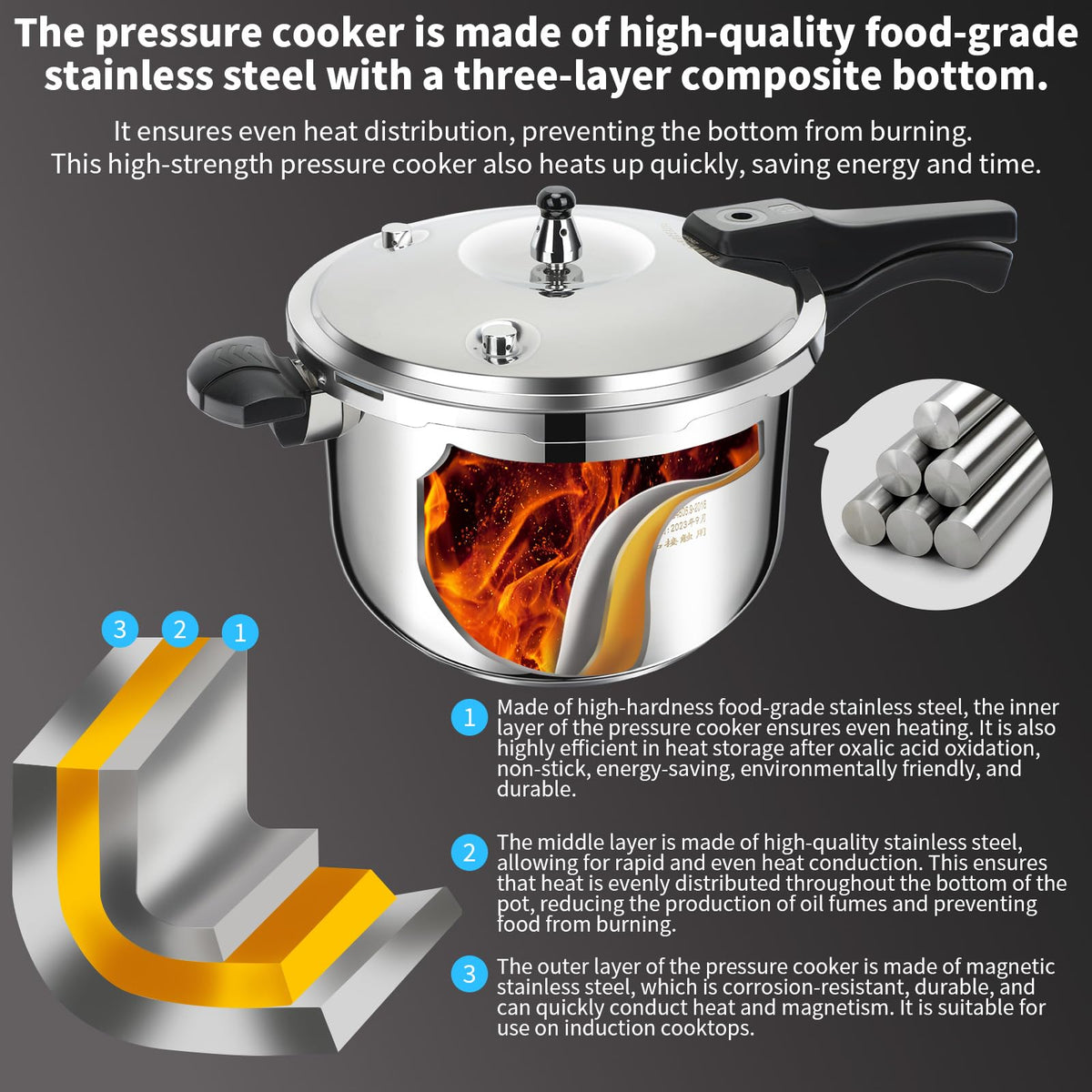 Stainless Steel 3 Quart Pressure Cooker V21470