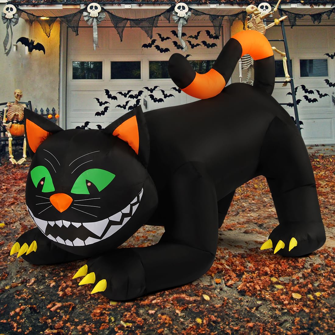 6 FT Halloween Inflatables Black Cat with Moving Head and Built-in LEDs N47251