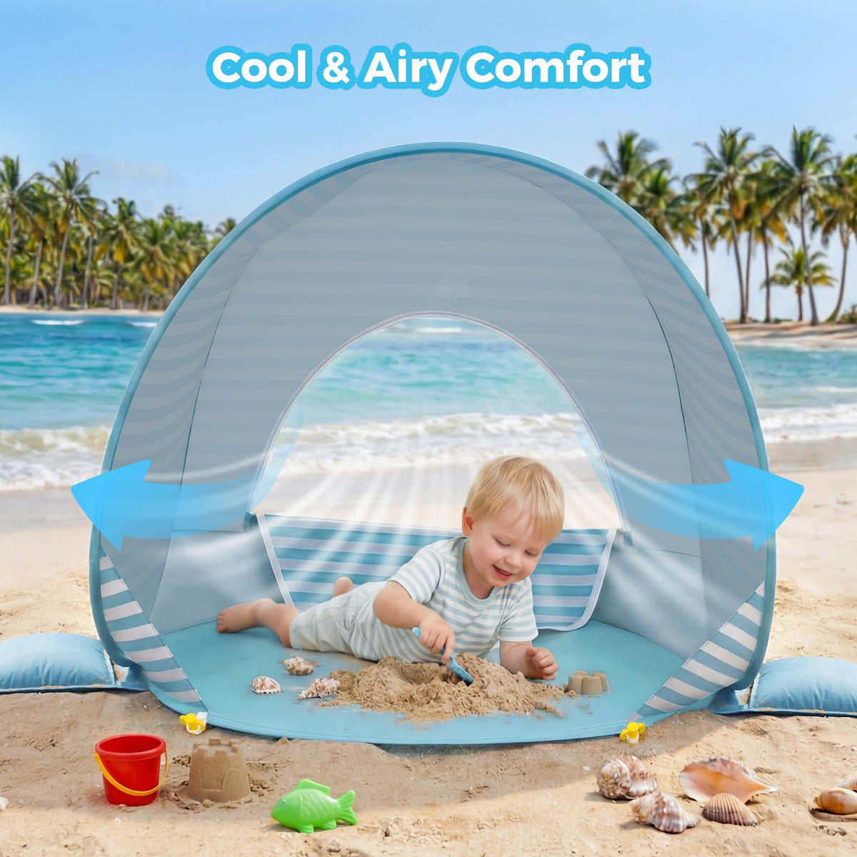 Pop Up Baby Beach Tent with UPF50+ UV Protection E6600