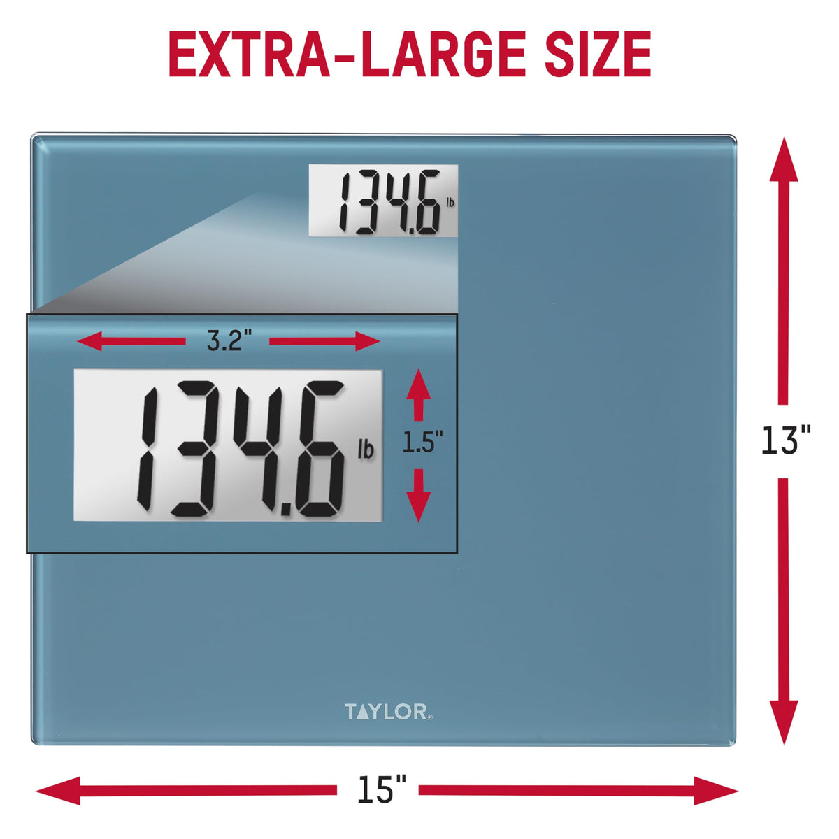 Digital Scale, Extra-Wide 13x15 Glass Platform, Slate Blue S140151