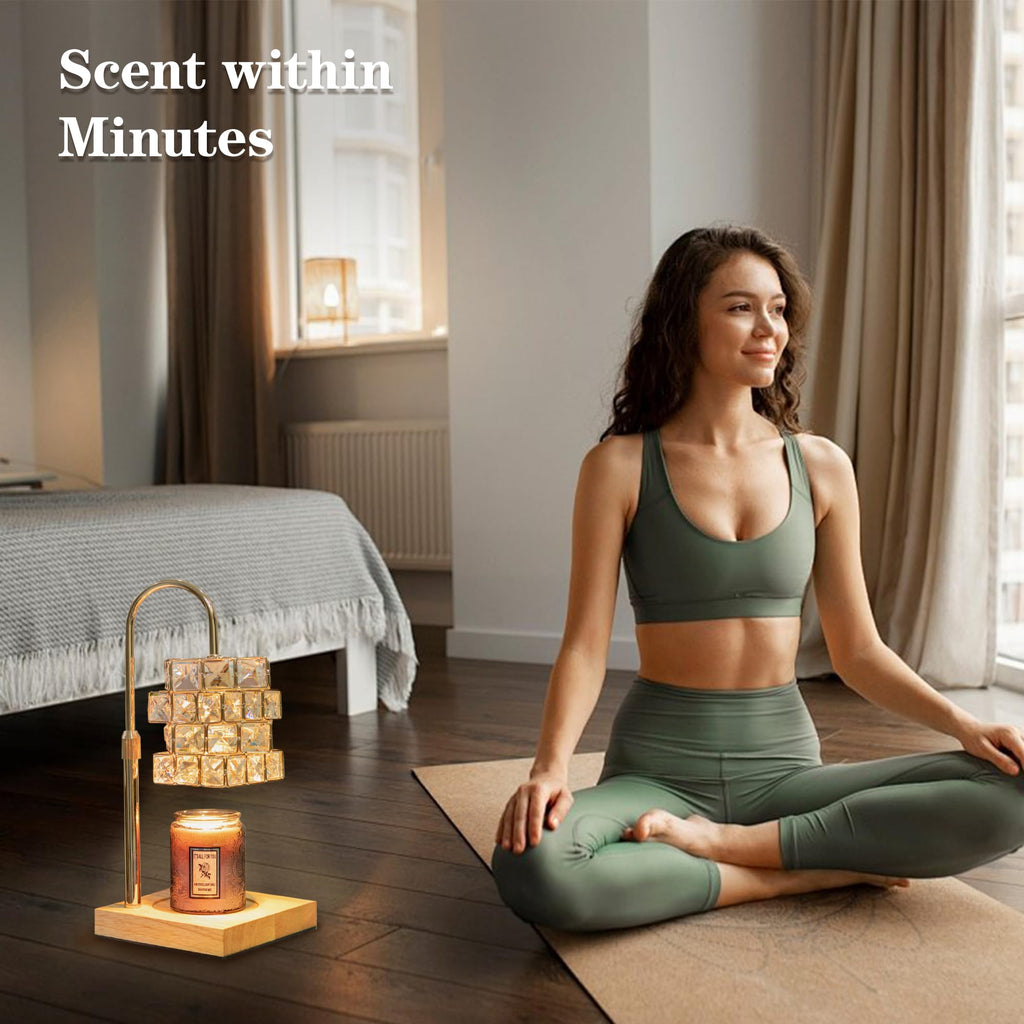 Candle Warmer Lamp with 2 Bulbs, Adjustable Dimmable Amber Glass W49730