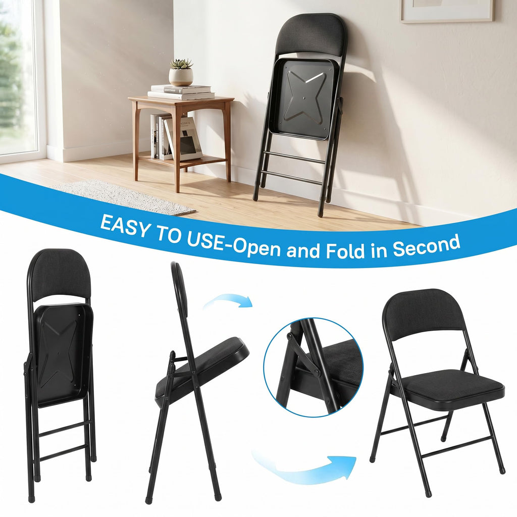10 Pack Black Padded Folding Chairs U319