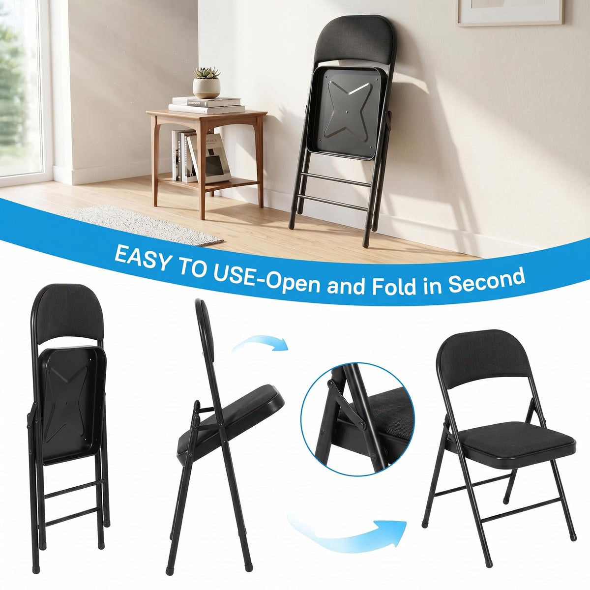 10 Pack Black Padded Folding Chairs U319