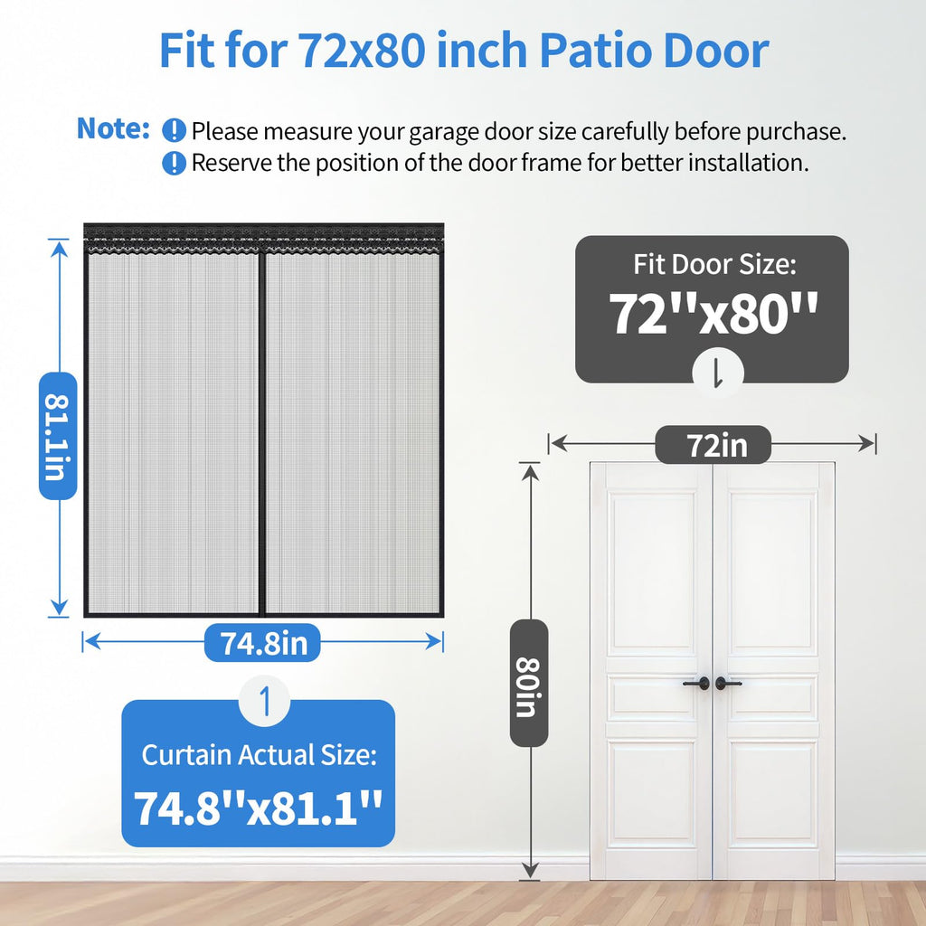 72x80 Inch Retractable Magnetic Screen Door H9198
