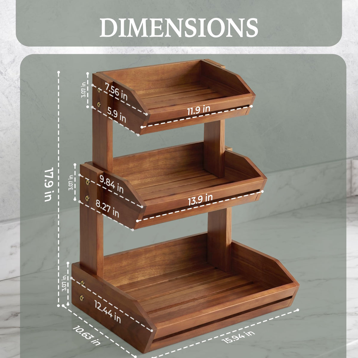 3 Tier Acacia Wood Fruit Basket U994