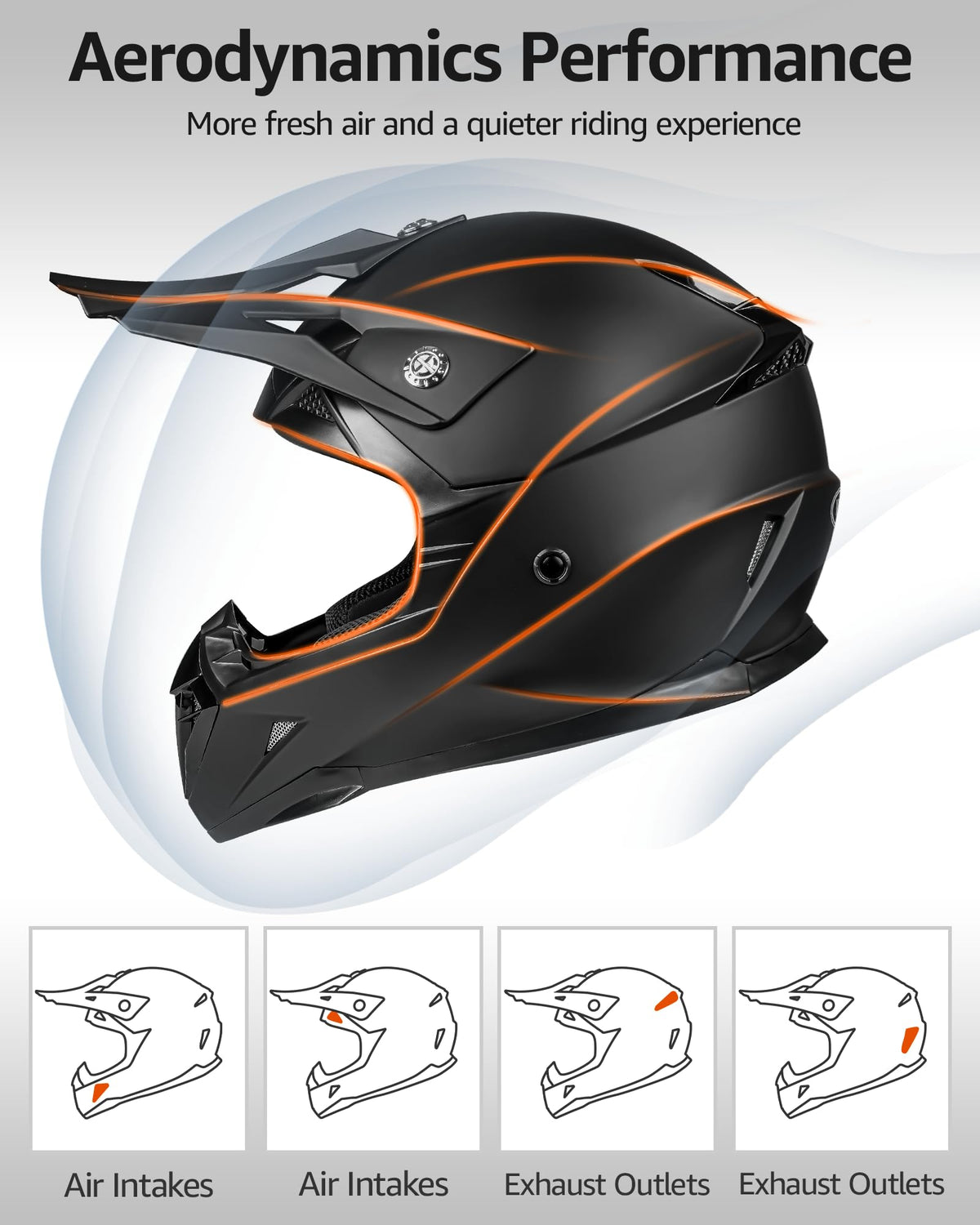 Black DOT Approved Ventilated Motocross Helmet E73485