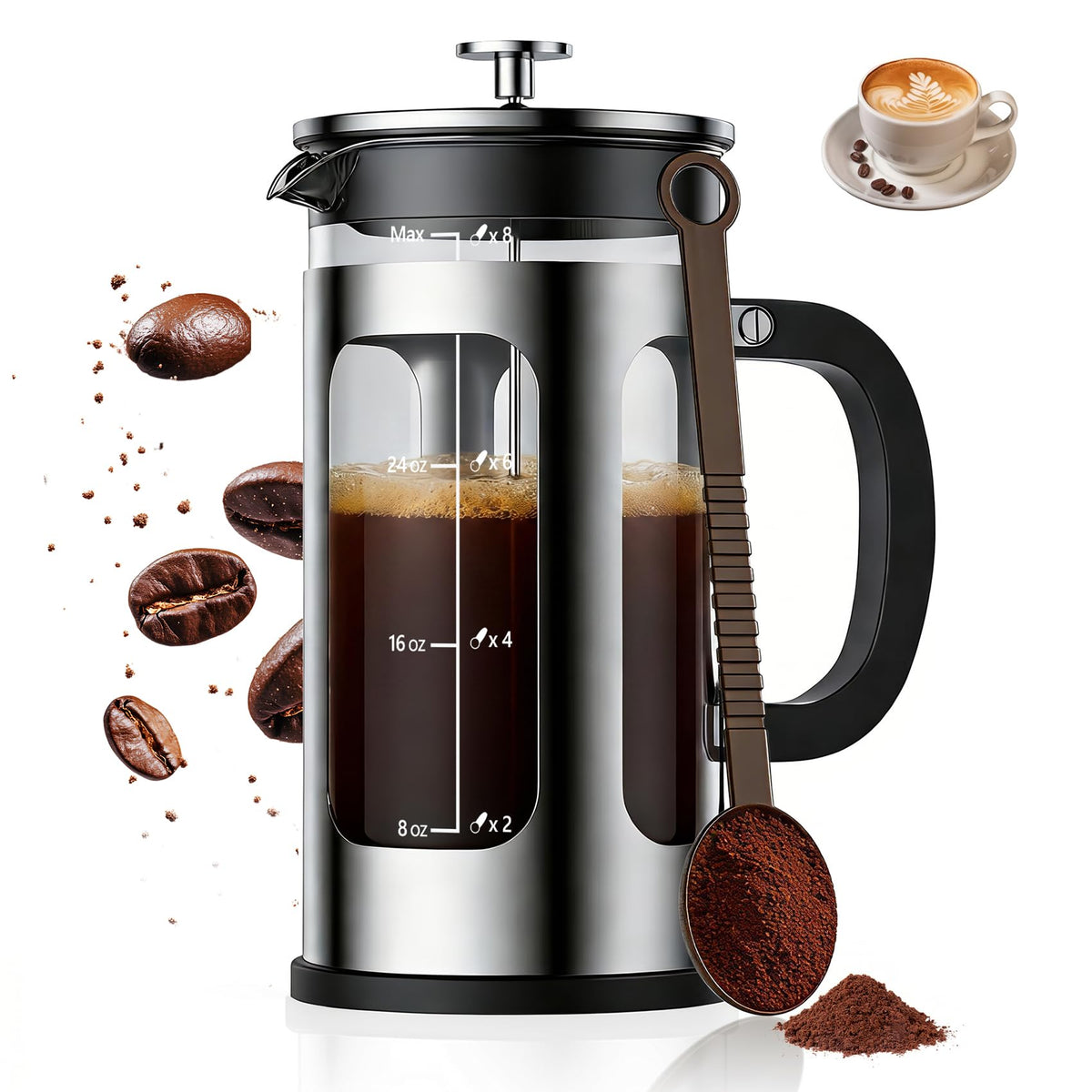 34oz Heat Resistant Glass Stainless Steel French Press Coffee Maker G728781