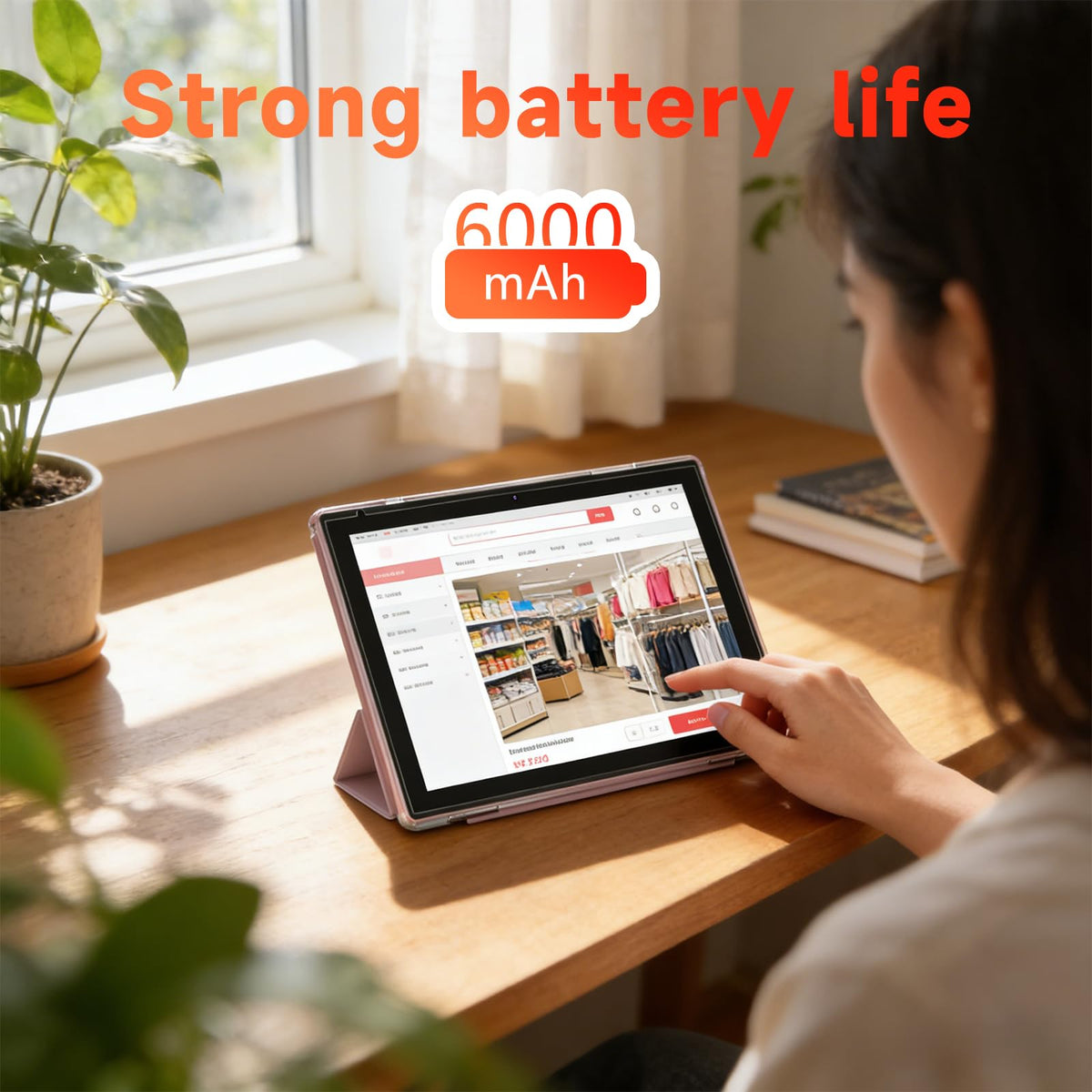 10 Inch Android Tablet, 8GB RAM 32GB Storage, HD IPS Display, 6000mAh Battery, with Case & Stylus Pen N9233
