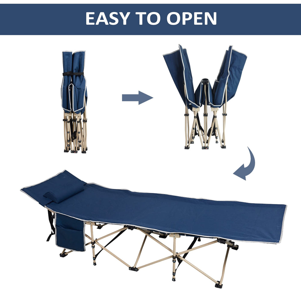 Folding Camping Cot with Carry Bag Pocket Pillow D8964