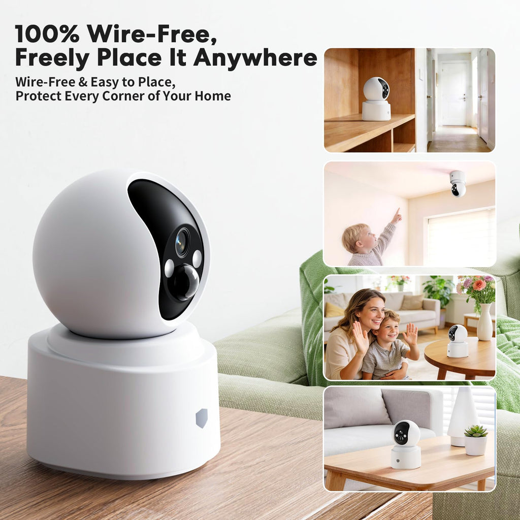 Battery Powered Wireless Indoor Security Camera, 4MP HD Pan/Tilt, 6000mAh Rechargeable, 5G&2.4G WiFi 6 K578096