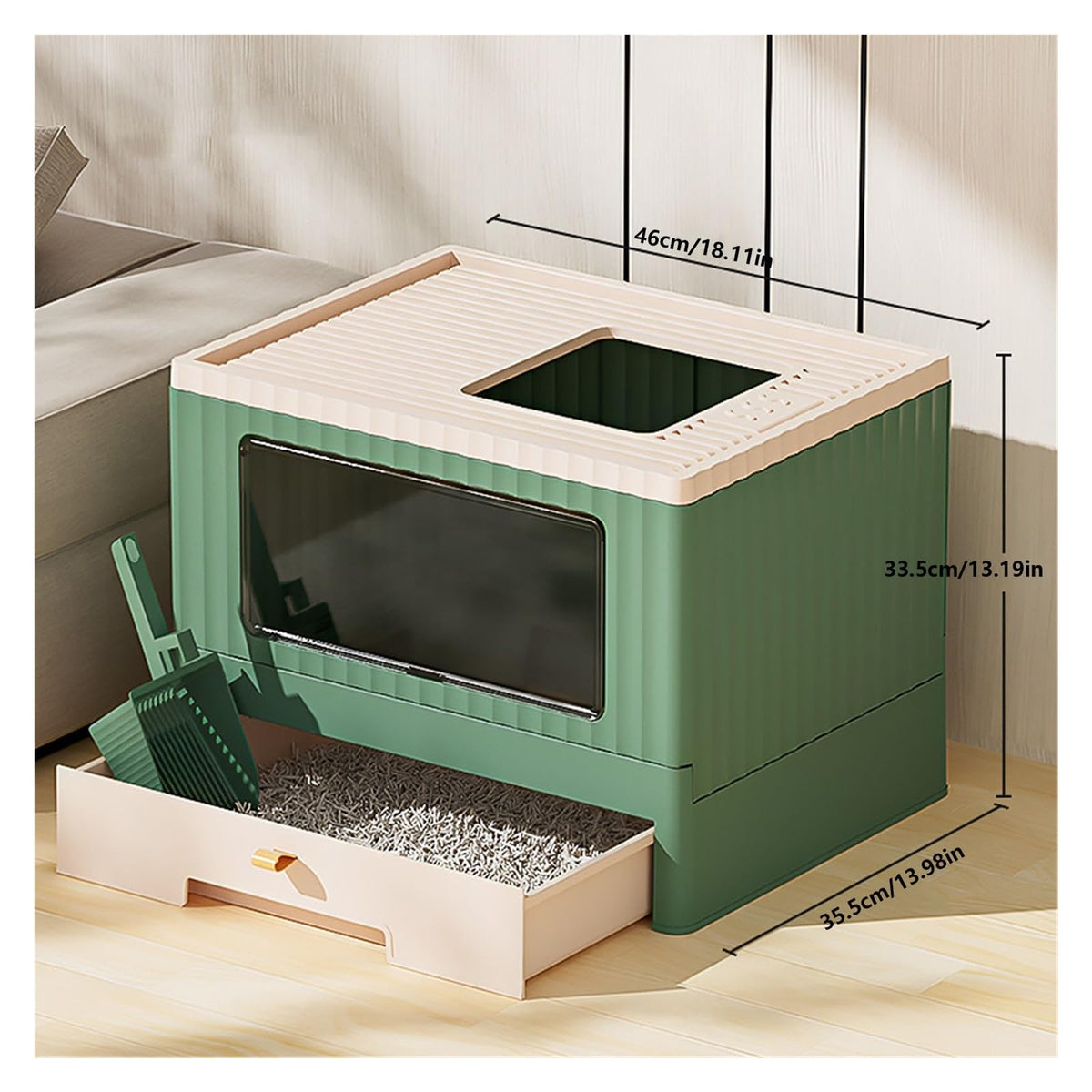 Foldable Cat Litter Box with Lid K9381