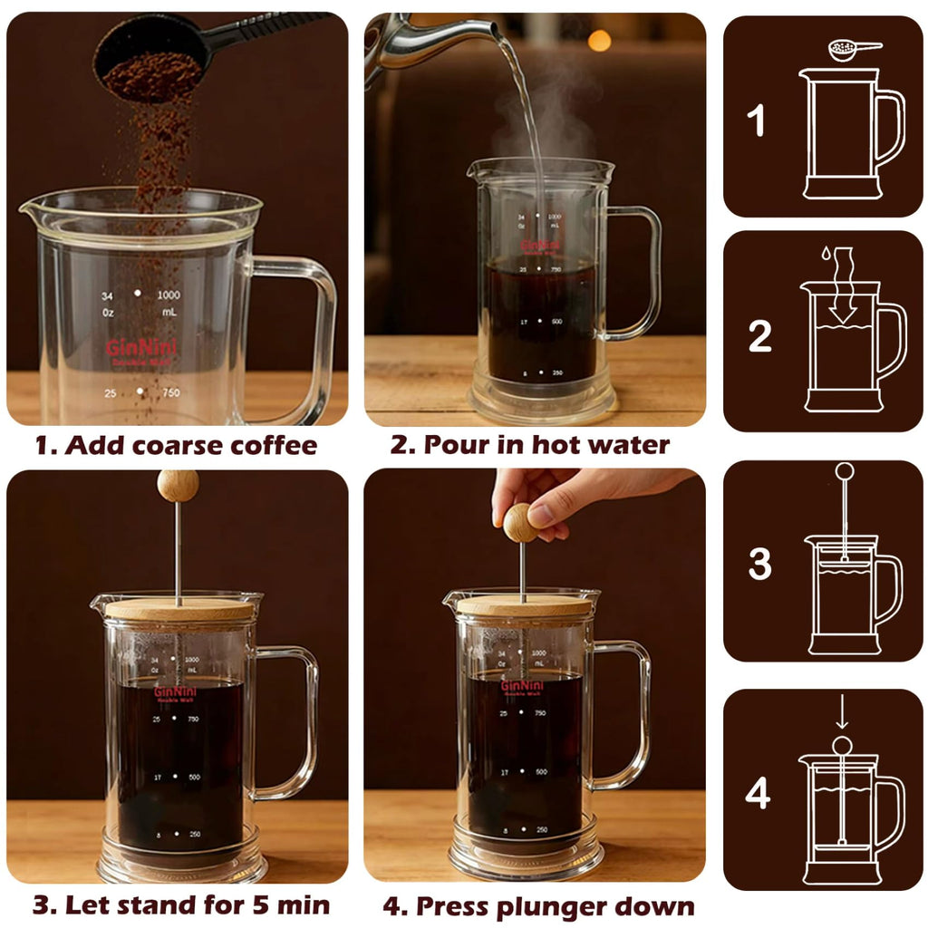 34oz Double-Wall Glass French Press O885210