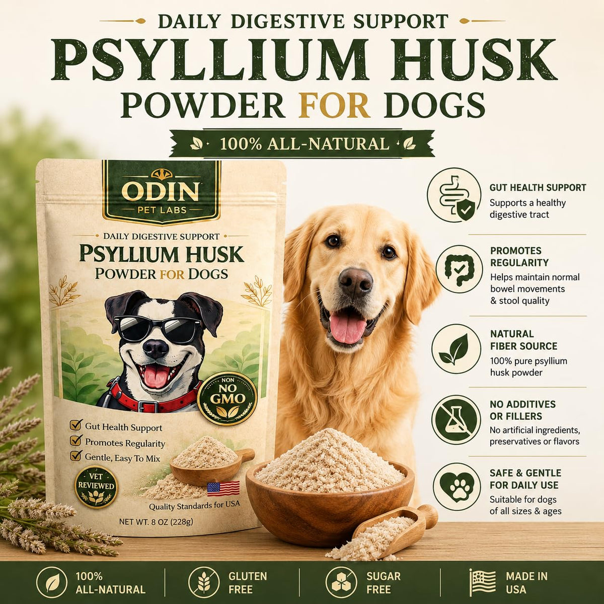 Psyllium Husk Powder for Dogs 9 oz P343