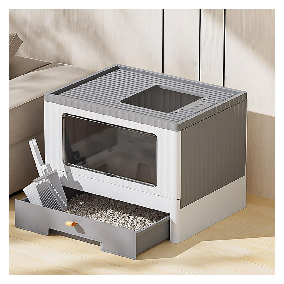 Foldable Cat Litter Box with Lid K9381