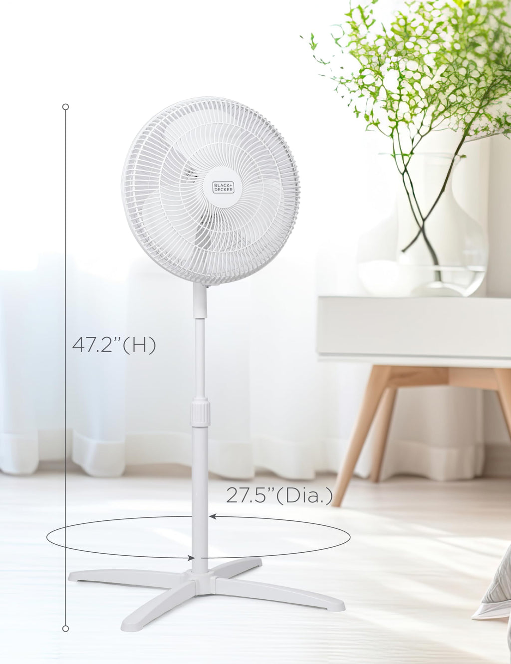 16-Inch Oscillating Pedestal Fan, 3 Speeds, White A484