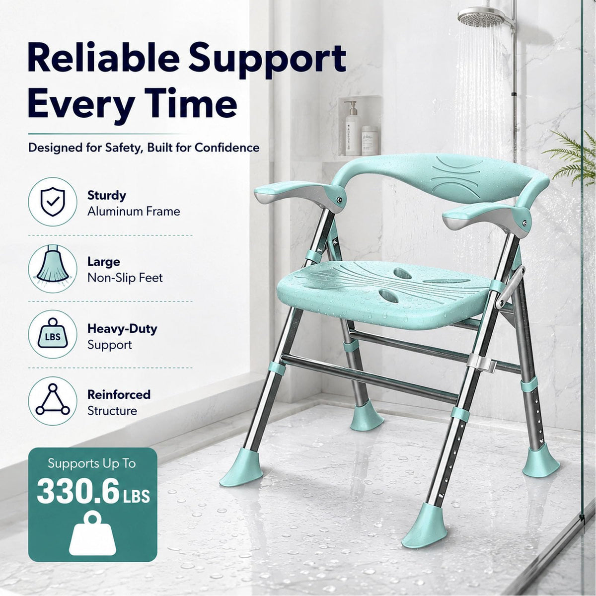 Heavy Duty Shower Chair with Arms and Back P18122