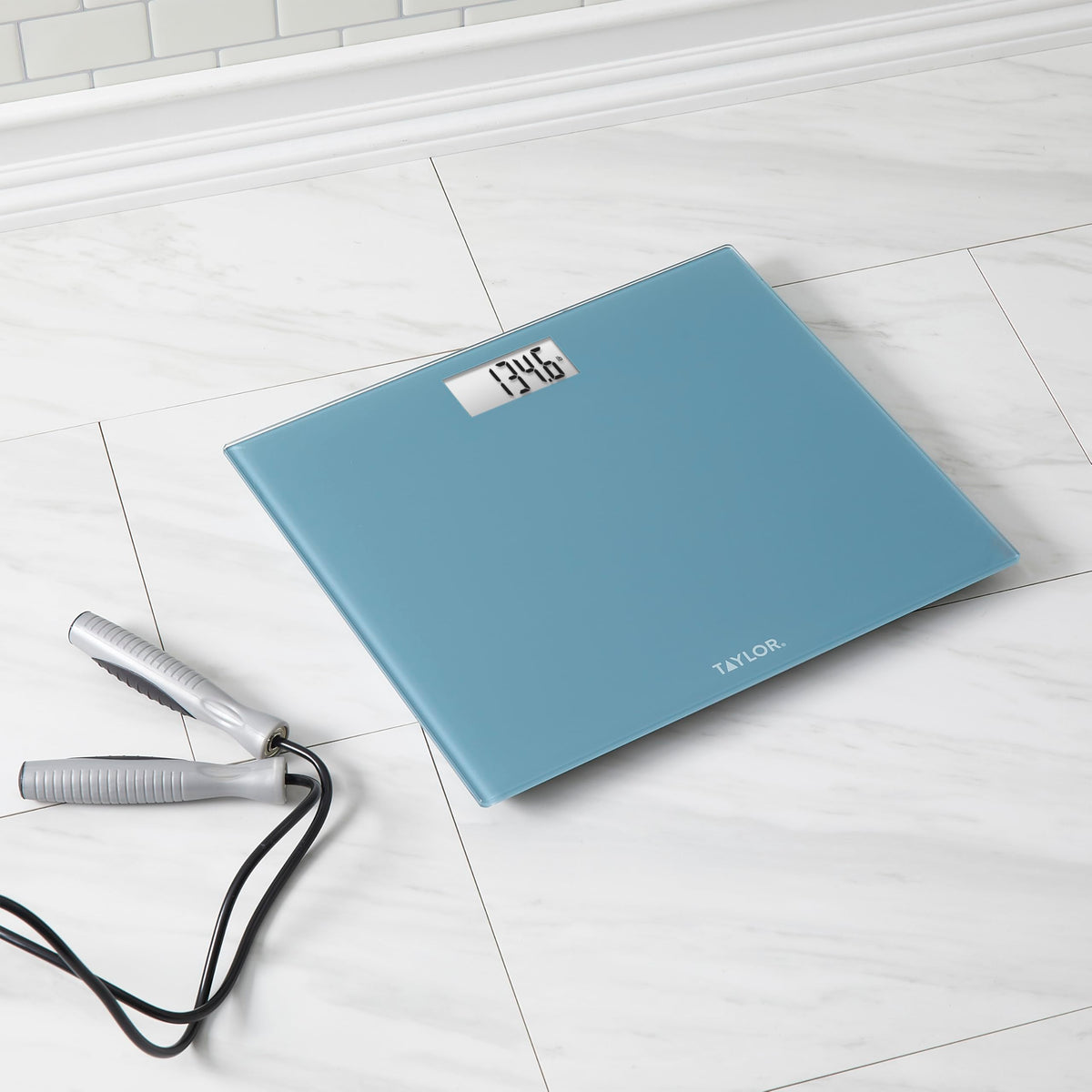 Digital Scale, Extra-Wide 13x15 Glass Platform, Slate Blue S140151