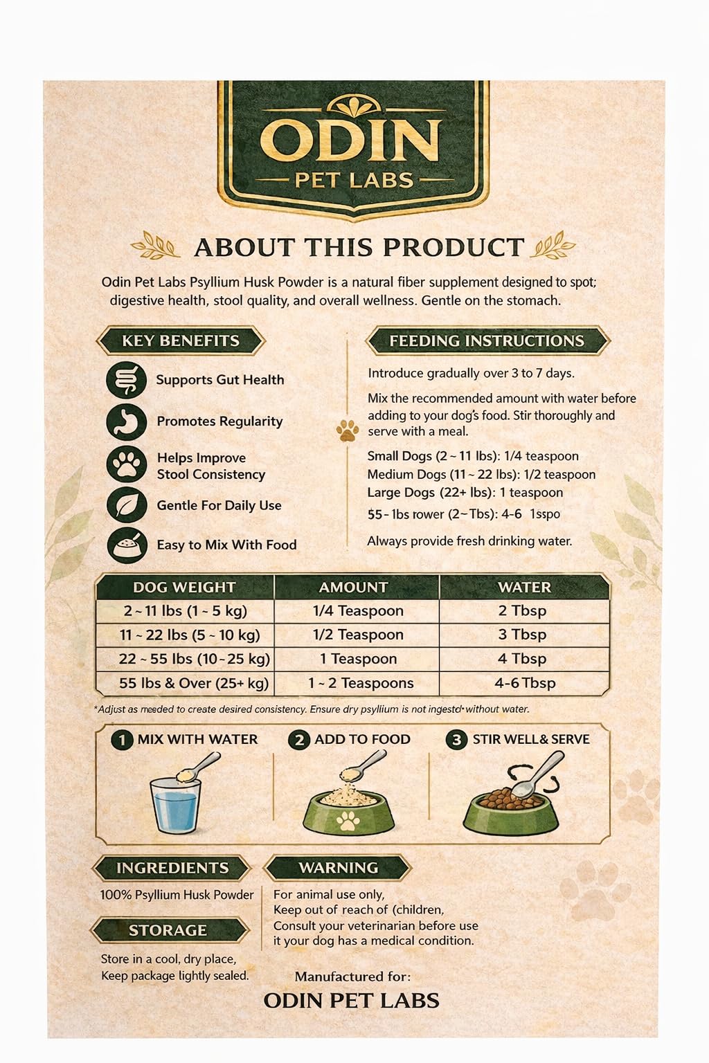 Psyllium Husk Powder for Dogs 9 oz P343